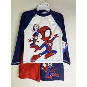 Marvel Spidey and his Amazing Friends Rashguard Swimwear Set Top Bottoms Boys 4T